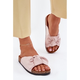 Flip -flops pentru femei pe talpa de plută cu un arc roz deschis