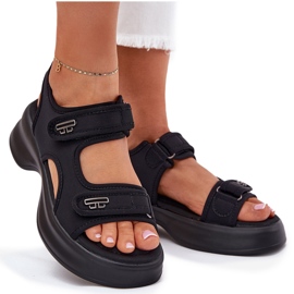 EVento Sandale pentru femei cu detalii aurii negre negru EVento Sandale pentru femei cu detalii aurii negre negru