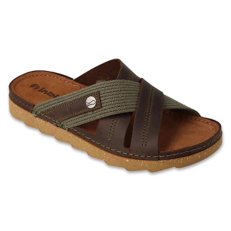 Papuci barbatesti Inblu 158M023 maro si verde Papuci barbatesti Inblu 158M023 maro si verde