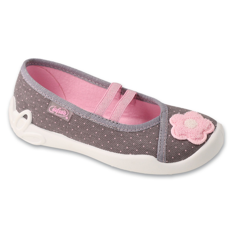 Papuci pentru fete Befado 116x334 Aplicare de flori gri