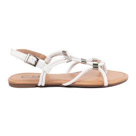 Sandale albe de flip -flops cu decorațiuni Sandale albe de flip -flops cu decorațiuni