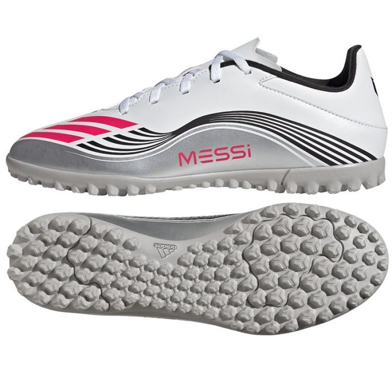 Adidas F50 Messi Club TF JP7445 Pantofi de fotbal alb Adidas F50 Messi Club TF JP7445 Pantofi de fotbal alb