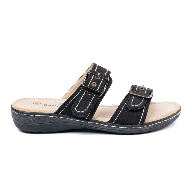 Shelvt Flip -flops pentru femei negre cu catarame negru