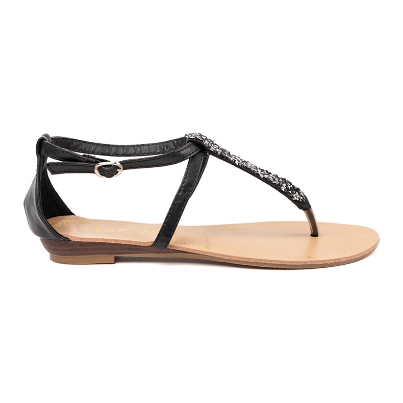 Sandale negre plate negre negru Sandale negre plate negre negru