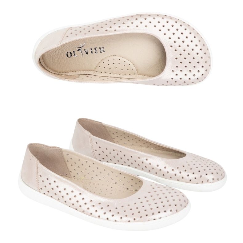 Olivier Pompele minimaliste pentru femei desculță, alunecare -în 1771pol Pink Satin Satin Perforație roz