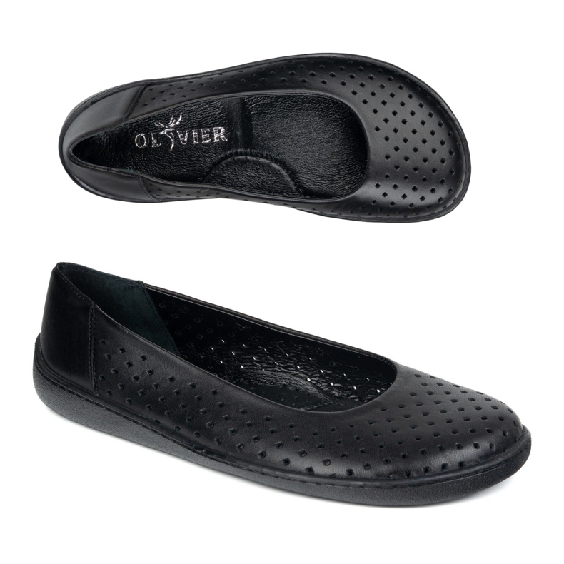 Olivier Pompele de femei desculțate slocate 1771pol negru perforat Olivier Pompele de femei desculțate slocate 1771pol negru perforat