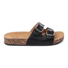 Shelvt Flip -flops -uri pentru femei negre profilate cu catarame negru