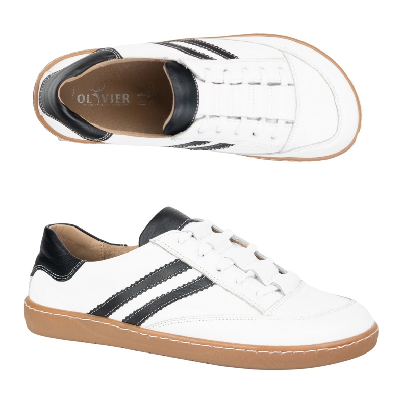 Pantofi cu piele albă Kaia Olivier cu piele de adidași desculți cu femei negre cu negru