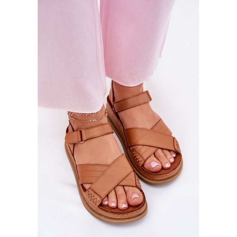 Sandale de piele pentru femei pe platformă Maciejka L7064-04 Brown maro