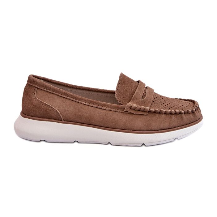 Plachete de piele de căprioară pentru femei pe platforma Sergio Leone SP012 Light Beige bej