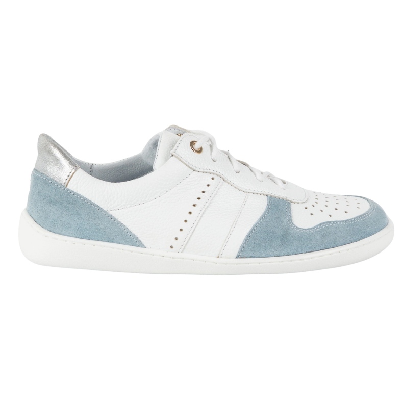 Pantofi din piele desculți Olivier 1773Pol - Adidaje minimaliste ușoare Alb cu albastru