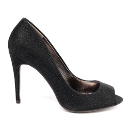 Seastar Pompe cu sclipici negre cu degetele goale negru Seastar Pompe cu sclipici negre cu degetele goale negru