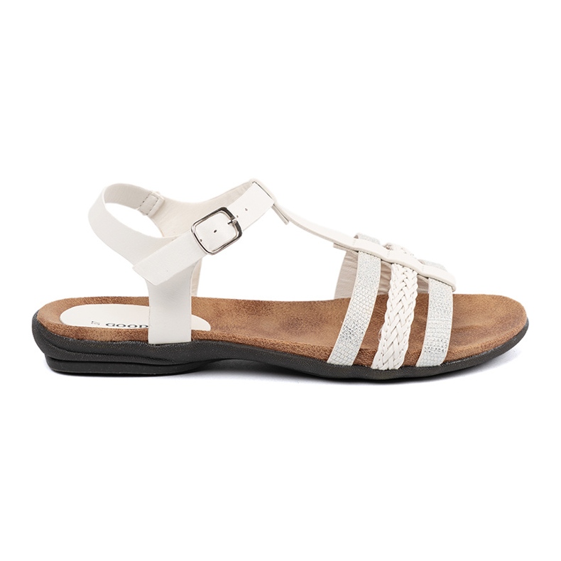 Goodin Sandale albe pentru femei cu dungi decorate