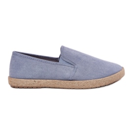 Espadrilles adidași pentru bărbați cu albastru din piele de piele