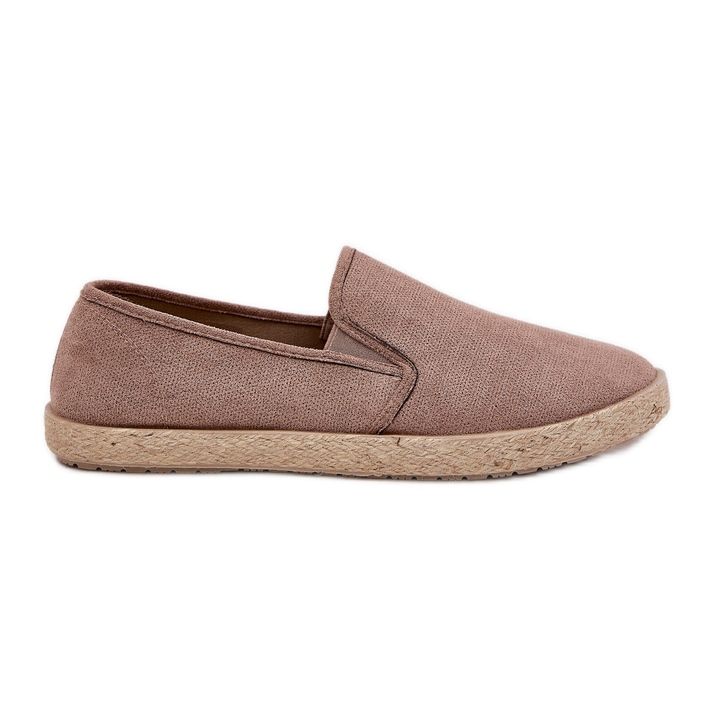 Espadrilles adidași pentru bărbați cu eco din piele de căprioară întunecată bej
