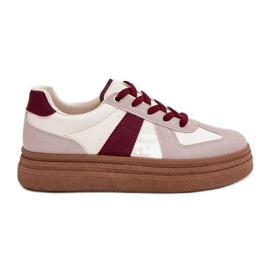 Adidași pentru femei pe platforma Burgundy roșu