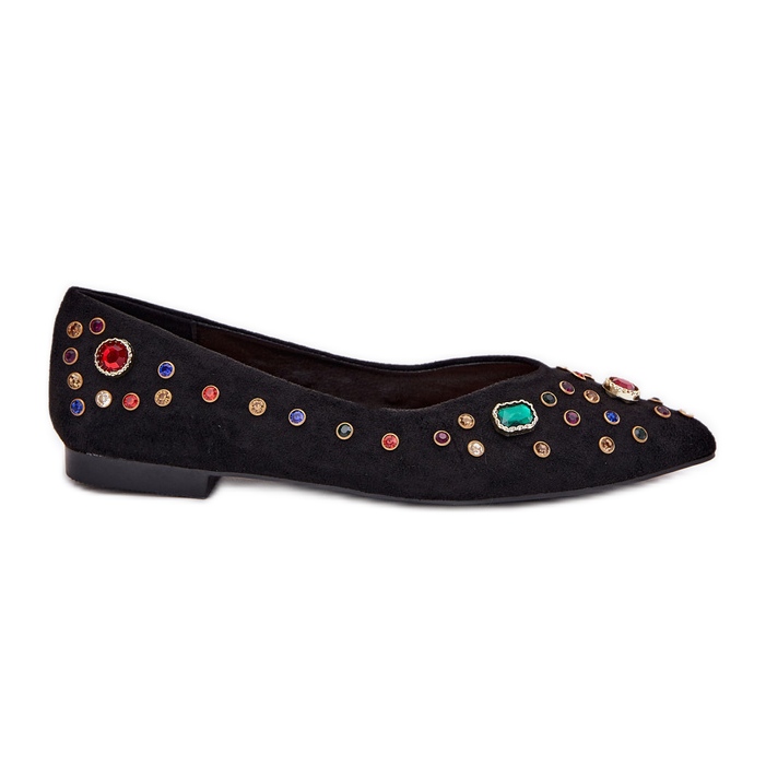 Balerine pentru femei decorate cu cristale negre negru
