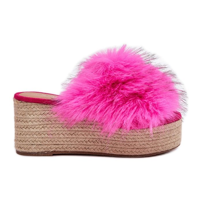 Pâinea femeilor cu pană cu blană și împletitură Fuchsia roz Pâinea femeilor cu pană cu blană și împletitură Fuchsia roz