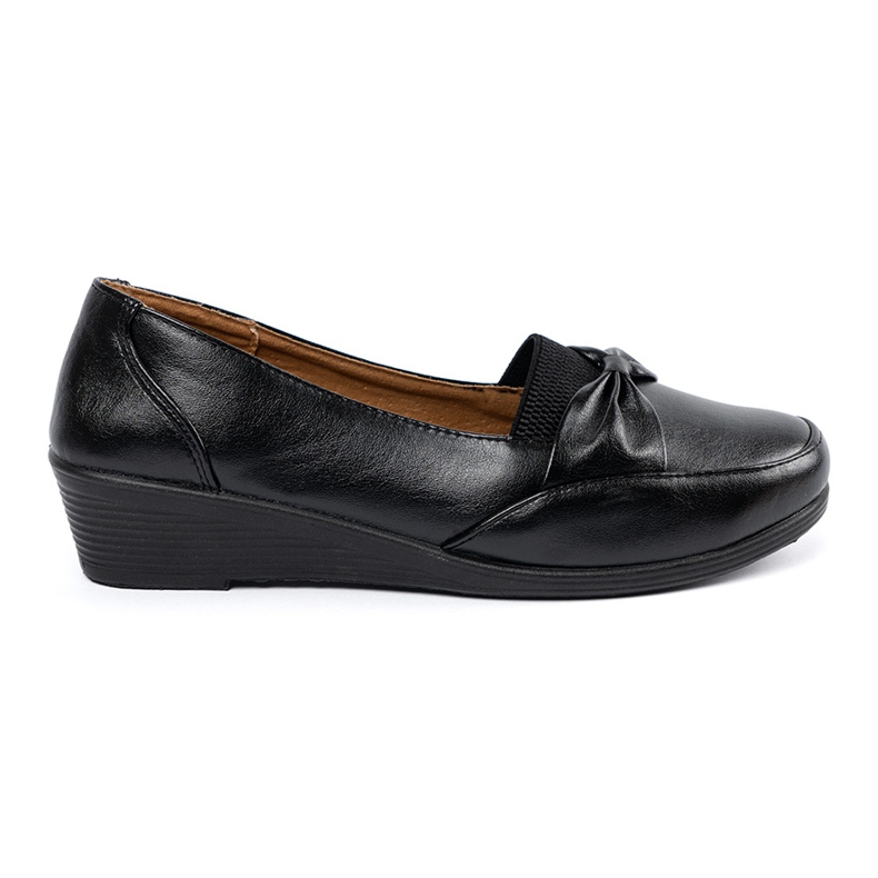 Pantofi glisante negre cu arc negru