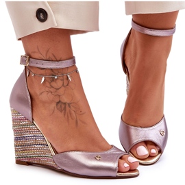 Sandale din piele pentru Laura Messi 2603/783 Taupe bej