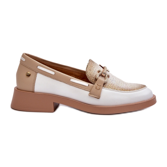 Maciejka Piele Loafers 06493-11 Alb și bej