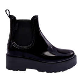 FEMEI LACQUEDER WELLIES ON BIG STAR MM274395 Platforma neagră negru