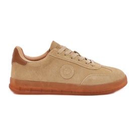 Adidaje din piele de căprioară pentru femei Big Star RR274849 Hi-Polish Beige System bej