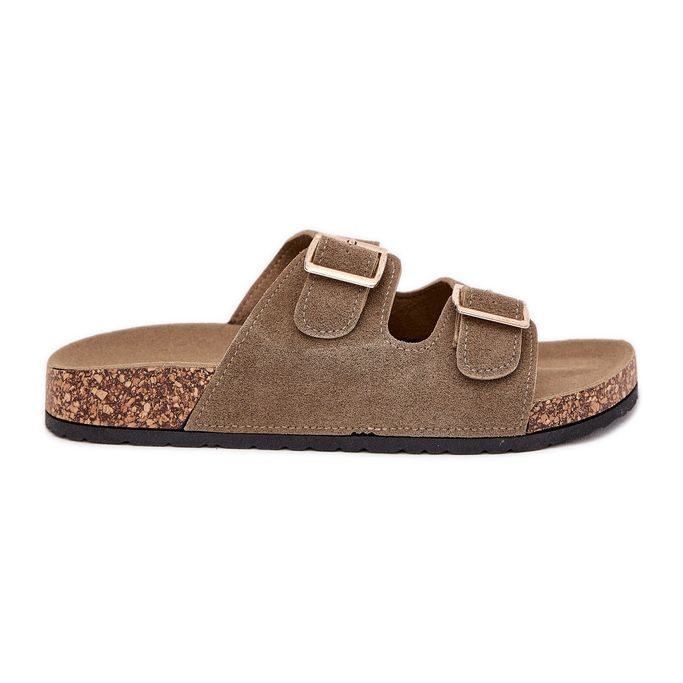 Boto Flip -flops pentru femei cu cleme aurii și lunar verde închis