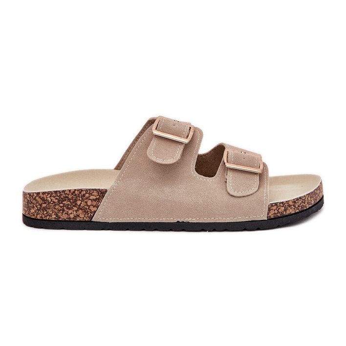 Boto Papuci pentru femei cu cleme de aur și cusături bej lunar Boto Papuci pentru femei cu cleme de aur și cusături bej lunar