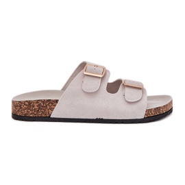 Boto Flip -flops pentru femei cu cleme aurii și cusături de lunar gri