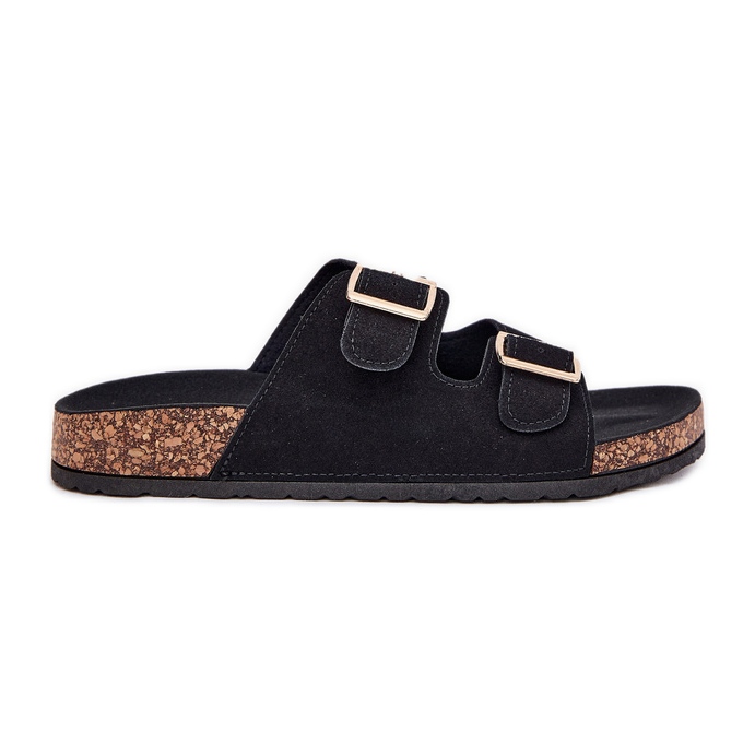 Boto Flip -flops -uri pentru femei cu cleme aurii și cusături negre de lunar negru