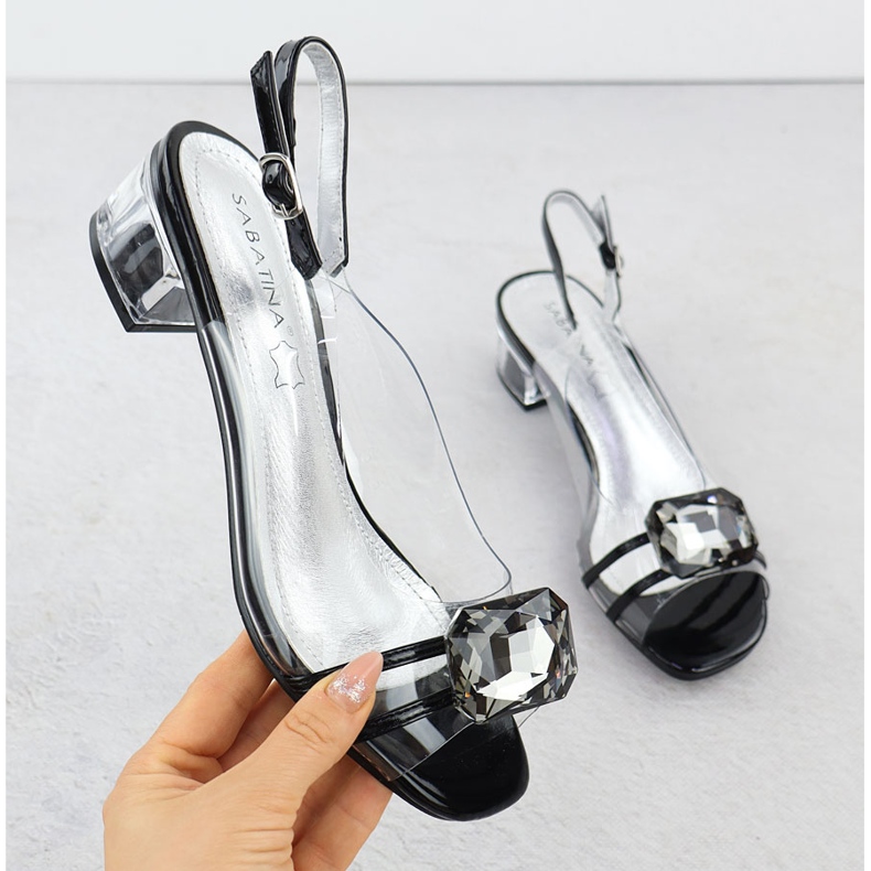 Sandale transparente Black Sabatina 33506-7 negru