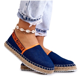 Material Espadrilles Inserție pentru femei Big Star JJ27487 Navy Blue albastru