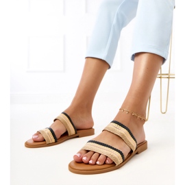 Papuci pentru femei negre cu dungi Rios împletite negru Papuci pentru femei negre cu dungi Rios împletite negru