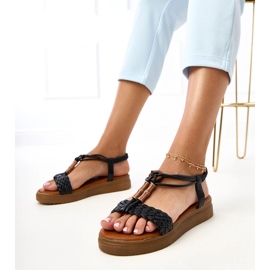 Sandale negre cu o curea Kerya împletită negru Sandale negre cu o curea Kerya împletită negru