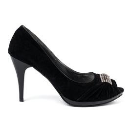 Shelvt Pompe negre cu degetele deschise negru Shelvt Pompe negre cu degetele deschise negru