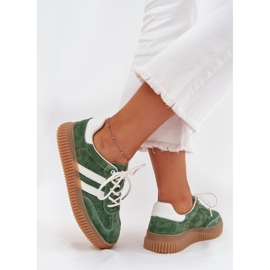 Boto Adidași pentru femei din piele de căprioară pe platforma Green Venera verde