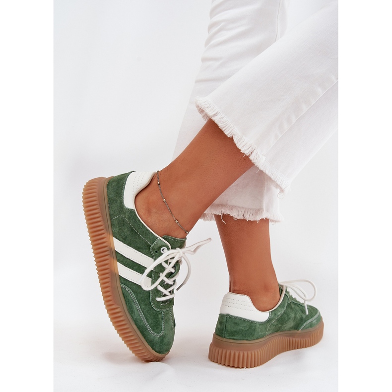 Boto Adidași pentru femei din piele de căprioară pe platforma Green Venera verde