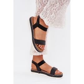 Boto Sandale pentru femei cu împletitură pe platforma decorată Velara neagră negru