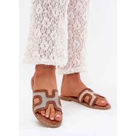 Boto Vereya Flat Flat Flip Flops pentru femei maro Boto Vereya Flat Flat Flip Flops pentru femei maro