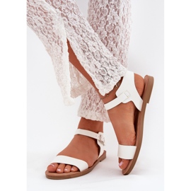 Boto Sandale pentru femei cu calcule plate din piele eco -piele kivara alb Boto Sandale pentru femei cu calcule plate din piele eco -piele kivara alb
