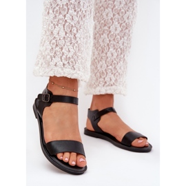 Boto Sandale pentru femei cu calcule plate din piele eco -piele neagră kivara negru