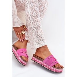 Boto Papuci pentru femei pe platformă cu un ornament al Fuchsia Daphira roz