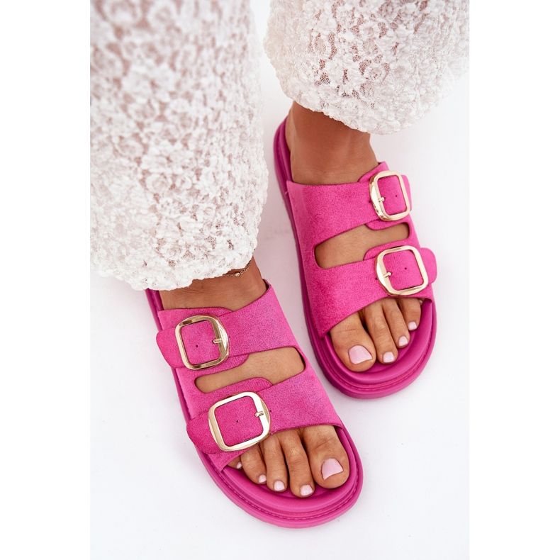 Boto Flip -flops pentru femei pe platformă cu catarame de aur Fuchsia verena roz Boto Flip -flops pentru femei pe platformă cu catarame de aur Fuchsia verena roz