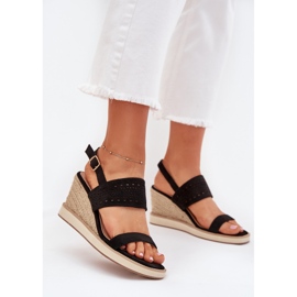 Boto Sandale pentru femei pentru femei pentru pană cu împletitură neagră Zolira negru
