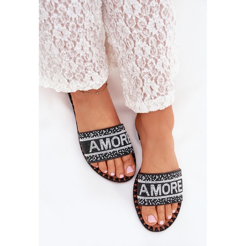 Boto Flip -flop -uri pentru femei cu lac plat cu decorare Avelina Avelina negru Boto Flip -flop -uri pentru femei cu lac plat cu decorare Avelina Avelina negru