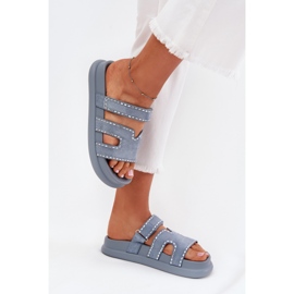 Boto FLIP -uri pentru femei cu decorare pe platforma albastru Delyna Boto FLIP -uri pentru femei cu decorare pe platforma albastru Delyna