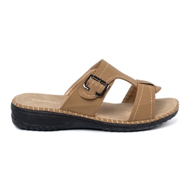 Shelvt Flip -flops pentru femei bej cu catarame de argint