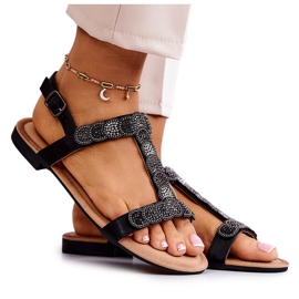 S.Barski Sandale pentru femei cu strasuri negre negru S.Barski Sandale pentru femei cu strasuri negre negru