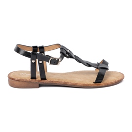 Shelvt Sandale casual cu o împletitură decorativă negru Shelvt Sandale casual cu o împletitură decorativă negru